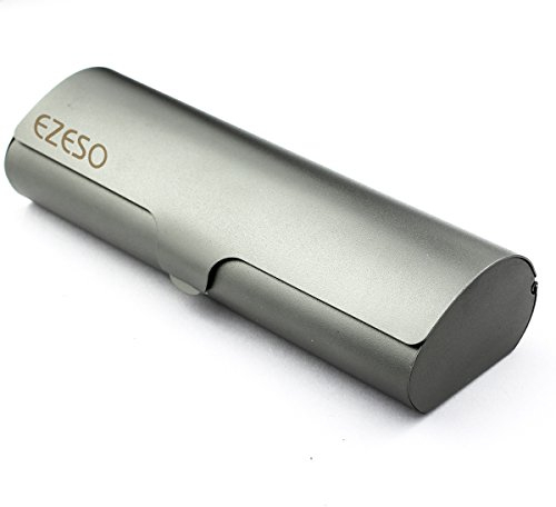 Ezeso, Aluminium-Brillenetui, schlichtes Design, Deep Pewter, 15.2x4.9x3.2cm