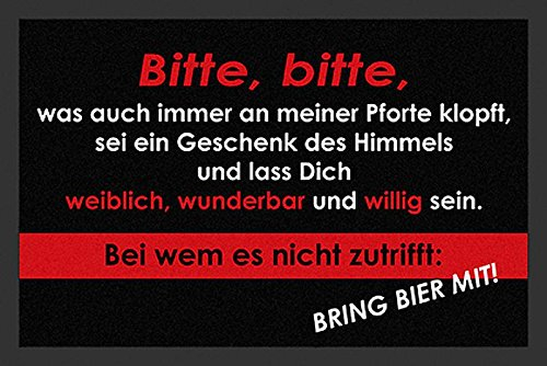 Close Up Fußmatte > Bitte Bitte weiblich, wunderbar & willig mit Rutschfester Gummi-Rückseite