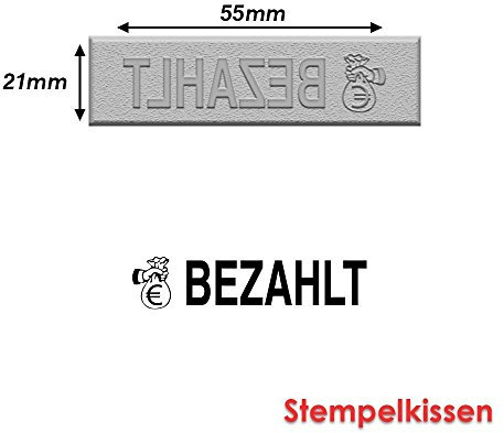 Briefmarke Gummi für Stempel Stempelkissen 55 x 21 mm Text Deutsch – BEZAHLT