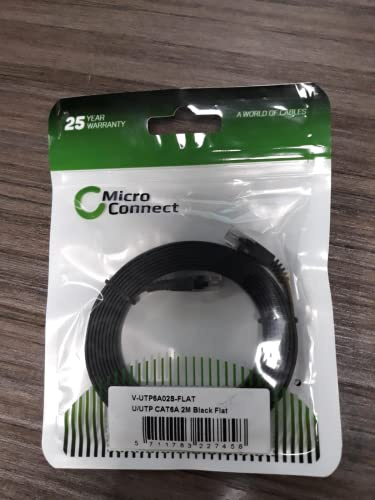 MicroConnect v-utp6 a02s-flat Black 2 m Cat6 a U/UTP Patch Cable (UTP) Network Cable – RJ-45 Network Cable (2 m, RJ45, CAT6 A U/UTP Patch Cable (UTP), Black)