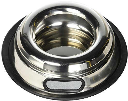Indipets Stainless Steel Spill Proof Splash Free Dog Bowl - 16oz - Removable Cover and Easy Pick Up Grip Handle