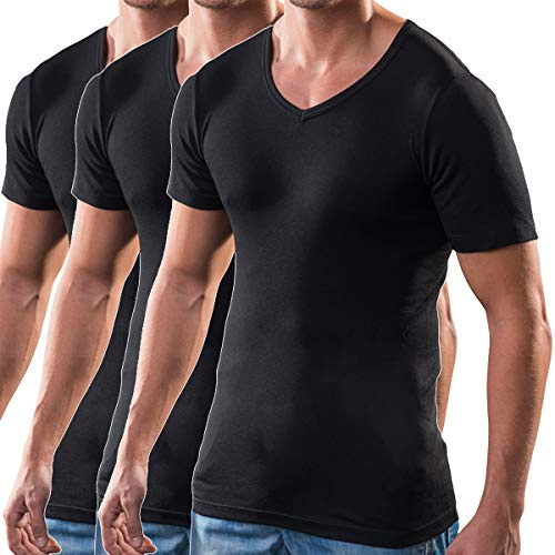 HERMKO 4880 3er Pack Herren Kurzarmshirt | V-Neck | 100% Bio-Baumwolle | Strapazierfähig