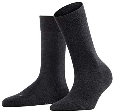 FALKE Damen Socken Softmerino W So Wolle Baumwolle einfarbig 1 Paar, Grau Anthracite Melange 3089, 35-36