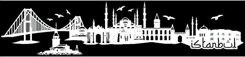 Samunshi® Wandtattoo Istanbul Skyline Wandaufkleber in 6 Größen und 19 Farben (100x22cm weiß)
