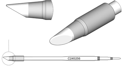 JBC Lötspitze Serie C245, Rundform, C245256/Ø 3,5 mm, abgeschrägt, 20 mm länger C245256 (Lötkartusche Lötpatrone Loetspitze Loetkartusche Loetpatrone 2245 2045 bleifrei)