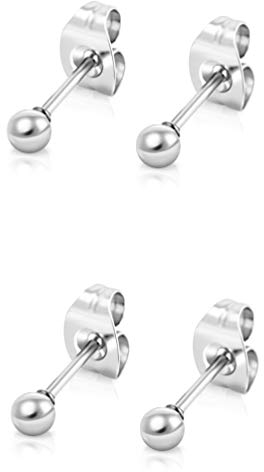 Ohrstecker Silber Klein 3mm - Ohrringe Set 925 Rund - Kugel Ohrringe Silber