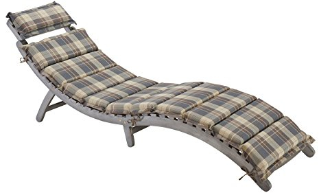 baumarkt direkt Gartenliege Havanna, Eukalyptus, braun/grau, inkl. Wendeauflage grau