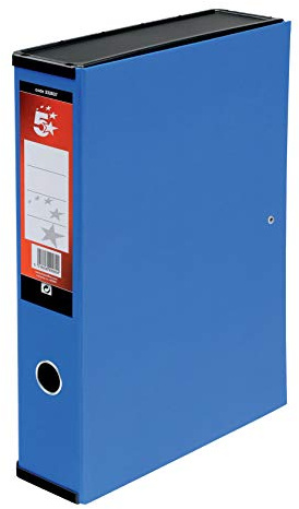 New, 5 Star Box File Lock Spring with Ring Pull and Catch 75mm Spine Foolscap Blue [Pack 5]