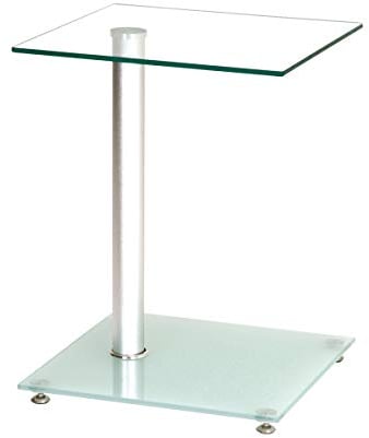 HAKU Möbel Beistelltisch alu, satiniert, Metall, Sicherheitsglas - Maße: B 40 cm x H 52 cm x T 40 cm, Style: Modern