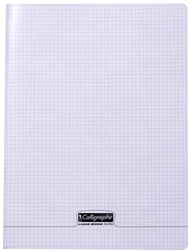 Calligraphe 18190C Un Cahier Agrafé Incolore (une Marque de Clairefontaine) - 24x32 cm - 96 Pages Petits Carreaux - Papier Blanc 90 g - Couverture Polypro Transparent