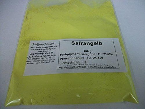 Künstler-Pigment, Trockenfarbe, Mineralpigment Safrangelb 100 g im Beutel