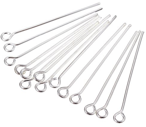 PandaHall 200 Stück Ösennadeln Silberfarbenes Platiert Messing Augenstift Schmuck Herstellung Findungen Nietstifte mit Öse für Ohrring Anhänger Perlen Schmuck DIY, 30x0.7mm, Loch: 2mm