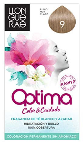 Llongueras Optima Tinte de Cabello Permanente sin Amoniaco Tono #9 Rubio Muy Claro