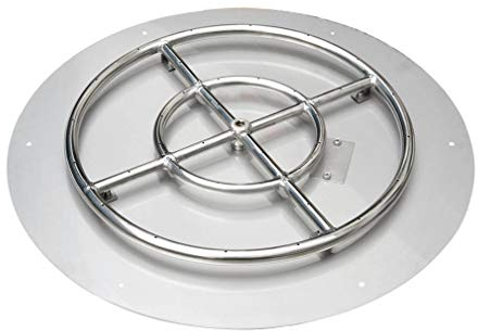 Stanbroil Brasero rond plat en acier inoxydable 61 cm avec 18 anneaux de feu installés, BTU 147 000 max