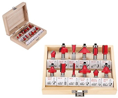 Frese pantografo/fresatrice verticale/Punte lavorazione legno set 12 pezzi in box di legno gambo 6mm