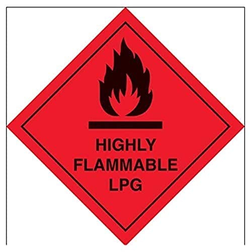 vsafety 6d005af-s altamente infiammabile GPL Diamanti di avvertimento segno, vinile autoadesivo, quadrato, 100 mm x 100 mm, Nero/Rosso