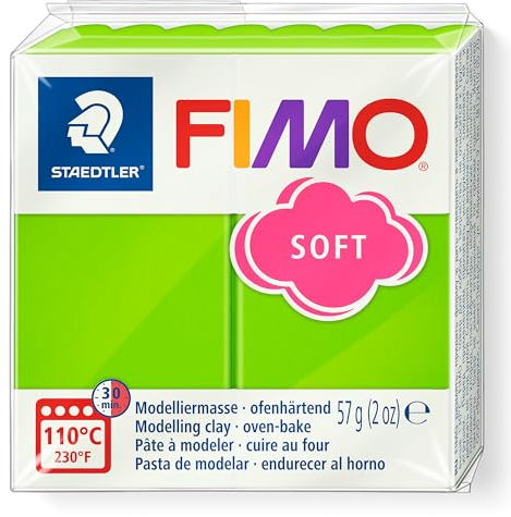 STAEDTLER 8020-50 FIMO Soft Oven-Hardening Polymer Modelling Clay - Apple Green (1 x 57g Block)