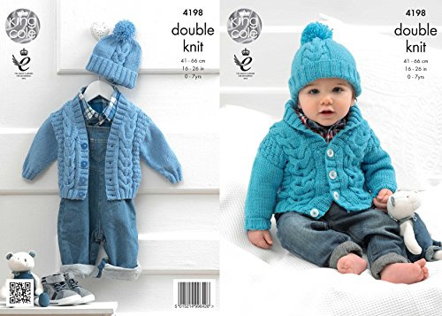 King Cole 4198 Knitting Pattern Cardigans and Hat to knit in King Cole Cherished DK