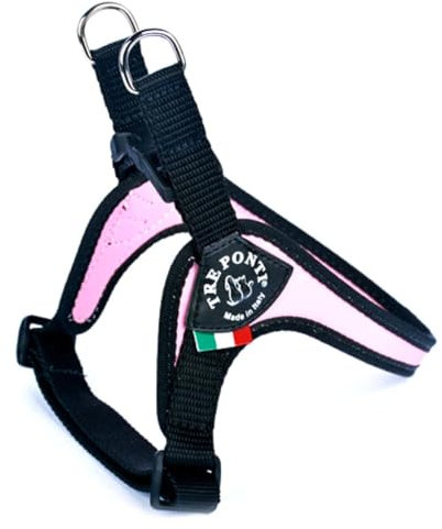 Tre Ponti Geschirr Easy Fit Classic with adj. Belly mit schwarzen Rand rosa 37 - 42 cm bis ca. 6 kg