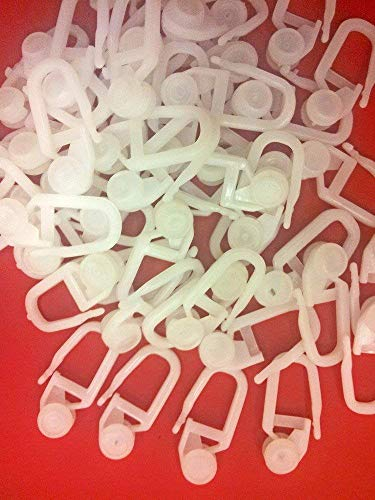 Sonnenschutz-HH 100 Stück Gardinenrollen Gardinenröllchen 8 mm Laufrolle mit Faltenhaken für Faltenband Kräuselband - Innenlaufrollen für Gardinenschienen Vorhangschienen Gardinen Laufschienen - weiß
