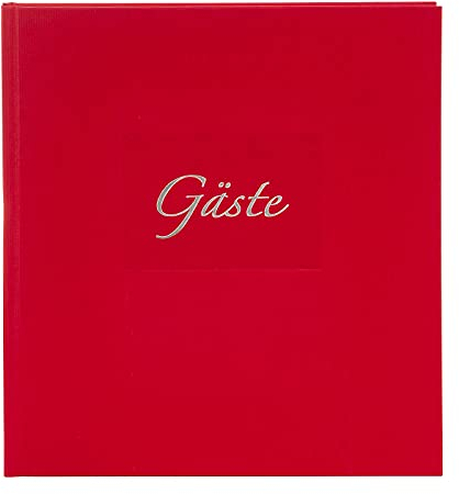 goldbuch 48047 Gästebuch mit Lesezeichen Seda, 23 x 25 cm, Hochzeitsgästebuch mit 176 weiße Blankoseiten Schreibpapier, Einband Kunstdruck gerippt mit Silberprägung, Rot