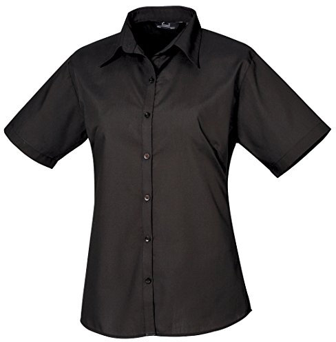 Premier Workwear Ladies Short Sleeve Poplin Blouse Black 16
