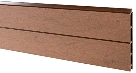 Sichtschutzzaun WPC System Set 178 x 184cm - Zaunfeld Set mit 12 WPC-Leisten in Mandel und 1 Abschlussleistenset in Anthrazit