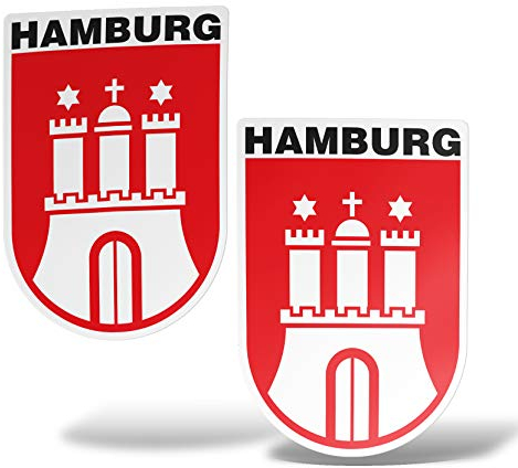 erreinge Aufkleber X2 Hamburg Deutschland Souvenirs Shaped Adhesive PVC für Abziehbild Tapete Auto Moto Helm Camper Laptop - 10 cm