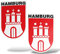 erreinge Aufkleber X2 Hamburg Deutschland Souvenirs Shaped Adhesive PVC für Abziehbild Tapete Auto Moto Helm Camper Laptop - 10 cm