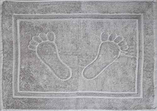 KH-Haushaltshandel Badevorleger, Badematte Duschvorleger, ca, 50 x 70 cm, Füße, 750 Gr./m², Frottier, Uni einfarbg, 100% Baumwolle, Frottee (Silber-grau)