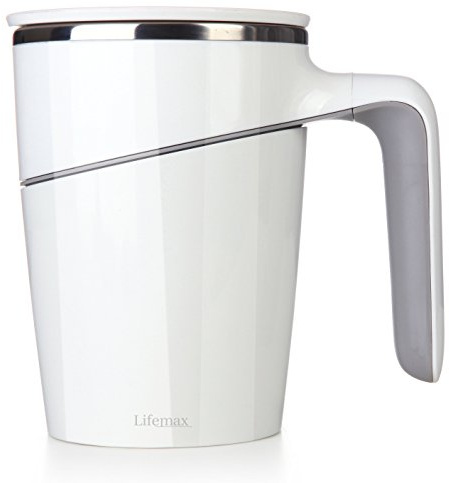 Lifemax Non-Tip Vacuum Cup with Suction Base, BPA-Free, 470ml, Spill-Resistant Mug with Lid – Ideal for Parkinson’s, Arthritis, Elderly & Active Lifestyles, Keeps Drinks Hot or Cold (White)