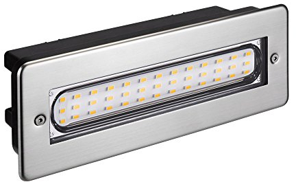 ledscom.de LED Treppenlicht/Wandeinbauleuchte für innen und außen, eckig, edelstahl, 198 x 61mm, 2,2 W, 248lm, warmweiß