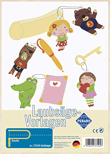 Pebaro 375/4S Laubsägevorlage Anhänger Schlüsselanhänger, 3mm Sperrholz DIN A 4, Motiv vorgedruckt, aussägen mit Laubsägebogen, basteln, anmalen, fertig, Laubsägen, Basteln mit Holz, Geschenkidee
