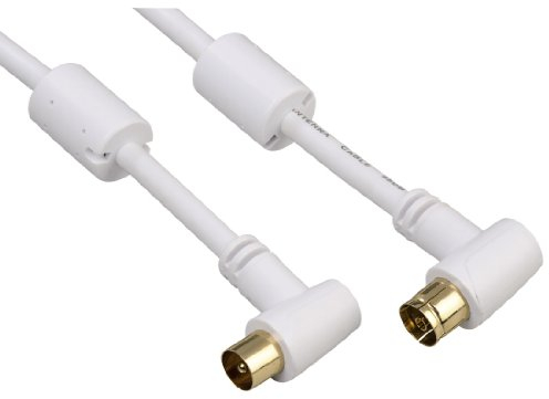 Hama Cavo antenna (spina coassiale su accoppiamento, placcato oro, 5 m, 95 dB), bianco