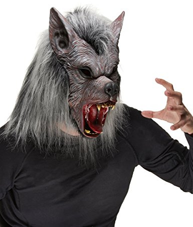 DEGUISE TOI Halloween-Werwolfsmaske für Erwachsene mit Pelz - Grau, Silber