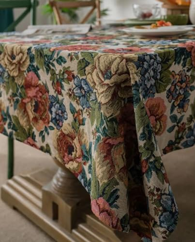 Mosel Avenue Art & Gobelin Studio *DE* Exklusiv Tischdecke aus Gobelinstoff 1,4 m x 2,2 m Gobelin Jacquard Stoff Rose Blumen