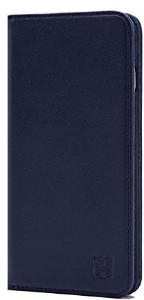 32nd Classic Series - Real Leather Book Wallet Flip Case Cover For Apple iPhone 6 & 6S, Real Leather Design With Card Slot, Magnetic Closure and Built In Stand - Navy Blue