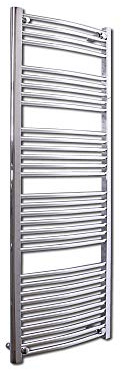 600mm(w) x 1600mm(h) Curved Chrome Heated Towel Rail, Radiator, Warmer 3019 BTUs Bathroom Central Heating Ladder Rail (Horizontal Bar Pattern: 4-5-6-7-10)