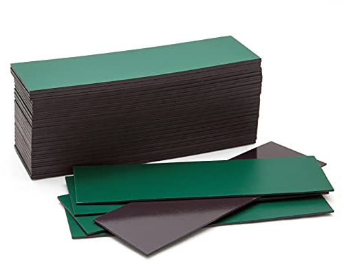 magnetische Etiketten 30x100mm, grün, 50 Stück - magnetische Lageretiketten, stark haftend, magnetische Etiketten beschriftbar, Etiketten Zuschnitt