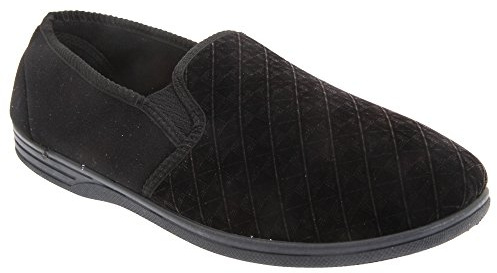 Zedzzz Mens Kevin Velour Twin Gusset Slippers