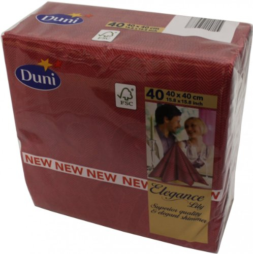 Duni Elegance-Servietten Lily 40er bordeaux, 40 x 40 cm