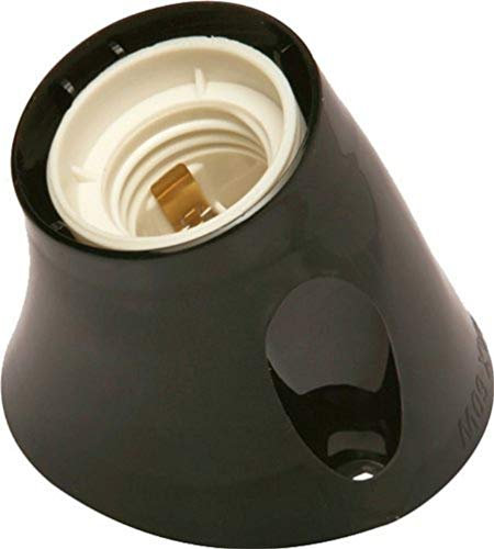 Electraline 71108 Portalampada E27 da Parete, Base Inclinata, Nero