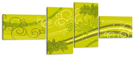 wandmotiv24 Leinwandbild Jana LW101 Wandbild, Bild auf Leinwand, 4 Teile, 100x45cm, Kunstdruck Canvas, XXL Bilder, Keilrahmenbild, fertig aufgespannt, Bild, Holzrahmen, Abstrakt, blau, Floral,