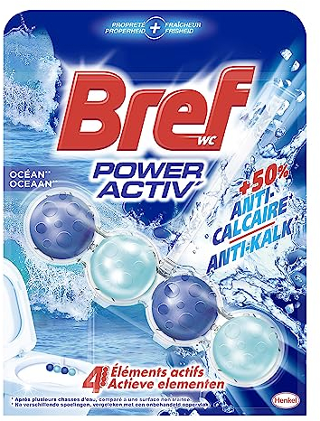 Bref WC Power Activ' Ocean – Produit Nettoyant WC – Anti calcaire - Mousse Nettoyante - Fraîcheur intense - Anti-saleté - 4 Elements Actifs - 1 Bloc WC - 50g