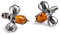 Bumble Bee Herren-Manschettenknöpfe in Silber und Cognac Bernstein