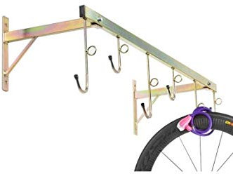 Andrys - Râtelier Range vélo Mural pour extérieur et intérieur – Porte-vélos démontable pour 6 vélos – Range vélos en Acier galvanisé – Couleur Tropical doré avec Embouts en PVC Noir - 3006A