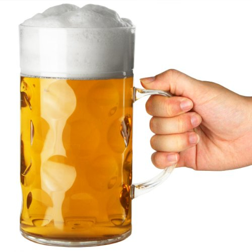 bar@drinkstuff Plastic Beer Stein CE Lined at 2 Pints BPA Free Dimpled Beer Mug
