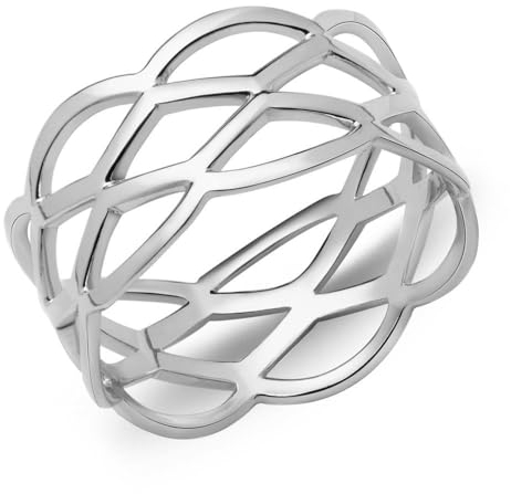 Unique Sports Damen Hipster Ring verflochten 925er Silber SR0366 (Größe: 58mm)