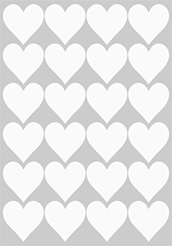 24 Klebeherzen, 50 mm, weiß, aus PVC Folie, wetterfest, Herz Sticker Aufkleber