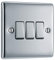 BG Electrical Triple Wall Light Switch, 2 Way, Raised and Slim Profile, Round Edges, Nexus Metal, Polished Chrome, 20A, 16AX, NPC43
